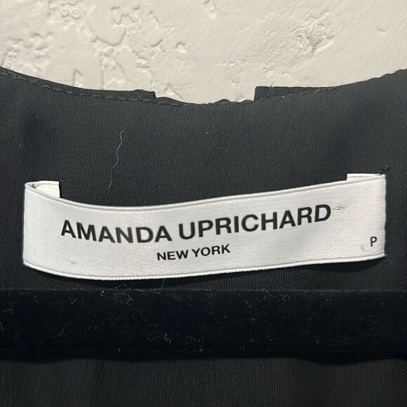 AMANDA UPRICHARD Black Sleeveless Mini Dress Belle Ruffle Tie LBD, Size XS - Picture 4 of 7